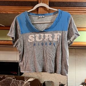 Vintage Surf Graphic Gray and Blue Crop Top